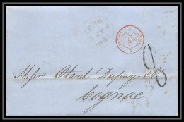 36019 1851 Leith England Cognac Charente Marque Postale Maritime Cover Schiffspost Lettre LAC Discount - Entry Postmarks