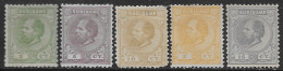 Netherland Colonies 1875 Suriname King Wilhelm III White Paper 5val Mi N.-8-10,15,17 MNG - Suriname ... - 1975