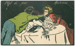 ILLUSTRATEURS.n°27143.SAGER.PLAT DU JOUR.MARRONS.COUPLE SE BATTANT A TABLE.PLIE - Sager, Xavier