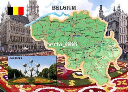 Belgium Country Map New Postcard * Carte Geographique * Landkarte - Autres & Non Classés