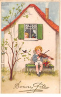 Illustrateur - N°70358 - H. Petersen - Bonne Fête - Garçon Jouant Du Violon Sous La Fenêtre D'une Fillette - Petersen, Hannes