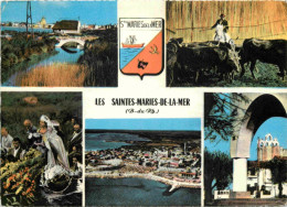 13 - Les Saintes Maries De La Mer - Multivues - Blasons - Gitans - Carte Dentelée - CPSM Grand Format - Voir Scans Recto - Saintes Maries De La Mer