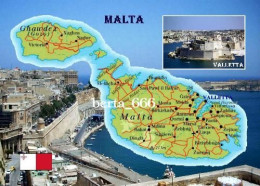 Malta Country Map New Postcard * Carte Geographique * Landkarte - Malta