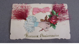 Fantaisie - N°75660 - Heureux Anniversaire - Main D'une Femme Tenant Une Rose - Carte Avec Ajouti, Chromo - Autres & Non Classés