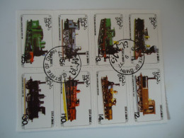 OMAN STATE  USED  BLOCK OF 8 TRAINS  1977 - Treinen