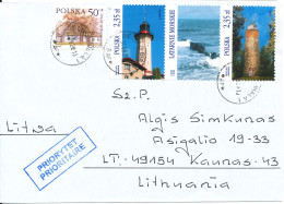 Poland Cover Sent To Lithuania 30-9-2015 Lighthouses Very Nice Cover - Cartas & Documentos