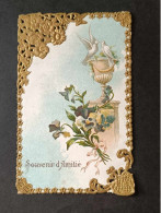 Souvenir D'amitié - Bordure Ajourée Et Dorée - Colombes - Fleur - Carte Postale Ancienne - Greetings From...