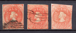 CHILE 1866 - Nº YVERT 8, (3 EJEMPLARES) - Cile