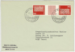 Schweiz 1995, Brief Zürich Philatelie PTT - Basel, Baudenkmäler Gais Kehrdruck Mit Zwischensteg - Storia Postale