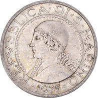 Monnaie, Saint Marin , 5 Lire, 1935, Rome, SUP, Argent, KM:9 - Saint-Marin