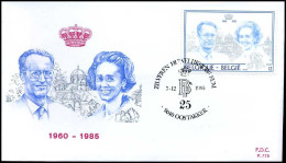 België - FDC - 2198     Zilveren Jublileum Koningspaar                       - 1981-1990