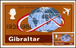 Gibraltar - MK - 50th Anniversary Of Air Mail                           - Gibraltar