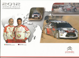 CHAMPIONNAT DU MONDE 2012 -  Al Attiyah Nasser / Bernacchini  Giovanni - Citroën Racing  ( Carte Promotionnelle ) - Rallyes