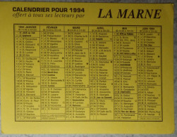 Petit Calendrier De Poche 1994 Journal La Marne - Petit Format : 1991-00