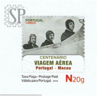 Portugal 2022 1 Bilhete Postal 100 Anos Viagem Aérea Portugal Macau Brito Pais Sarmento De Beires Manuel Gouveia Inteiro - Postwaardestukken