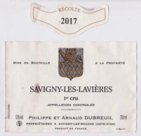 Étiquette Et Millésime " SAVIGNY LES LAVIERES 2017 " écusson Lion  (3015)_ev584 - Bourgogne
