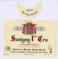 Étiquette Et Millésime " SAVIGNY 1er CRU 2014 Les Marconnets" (3108)_ev585 - Bourgogne