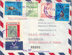 1988 PARAGUAY , ASUNCIÓN - HANNOVER , CERTIFICADO EXTERIOR AÉREO , PRIMER SELLO POSTAL , HIERBA MATE , ADICIONAL AÉREO - Paraguay