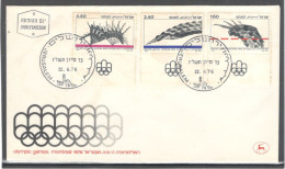 Israel 1976 FDC Sc. 602-604  OLYMPIC GAMES MONTREAL 1976  FDC Cancellation On Cachet FDC Envelope - FDC