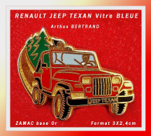SUPER PIN'S AUTOMOBILE : LA JEEP TEXAN, RENAULT, Arthus BERTRAND En Zamac Or, Format 3X2,2cm - Renault