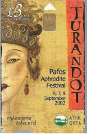 CARTE²°-PUCE-CHYPRE-SA2-08/2002-3£-PAFOS-APHRODIT FESTIVAL-06/09/2002- Utilisé-TBE/RARE - Cipro