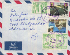 1989 PARAGUAY , FILADELFIA / COL. FERNHEIM - STUTTGART , CORREO AÉREO , STROESSNER , CAMINOS , JUAN PABLO II , CARTERO - Paraguay