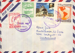 1988 PARAGUAY , FILADELFIA / COL. FERNHEIM - STUTTGART , CORREO AÉREO , ADICIONAL AÉREO , JUAN PABLO II , ADM. POSTAL - Paraguay