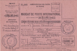France Cours D'instruction Cours Pratique Orléans Loiret 1954 Mandat Poste International Pour Sheffield Grande Bretagne - Cursussen
