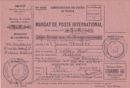 France Cours D'instruction Cours Pratique Orléans Loiret 1954 Mandat Poste International Pour Sheffield Grande Bretagne - Cours D'Instruction