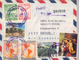 1988 PARAGUAY , ASUNCIÓN - HANNOVER , CERTIFICADO EXTERIOR AÉREO , YERBA MATE , ADICIONAL , CAMINOS Y RUTAS , PINTURA - Paraguay