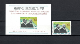 South Korea 1967 Space, Heinrich Lübke And Park Chung-Hee Stamp + S/s MNH - Asia