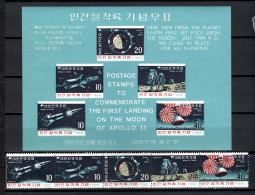 South Korea 1969 Space, Apollo 11 Moonlanding Strip Of 5 + S/s MNH -scarce- - Asia