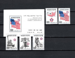 South Korea 1976 Space, US Bicentennial, Flags Set Of 5 + S/s MNH - Asia