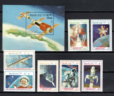 Laos 1986 Space, Set Of 7 + S/s MNH - Asia