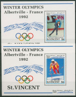 St. Vincent 1992 Olympia Albertville Eislauf Ski Block 202/03 Postfr. (C94245) - St.Vincent (1979-...)