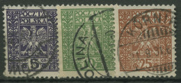 Polen 1928 Freimarken Staatswappen 261/63 Gestempelt - Used Stamps