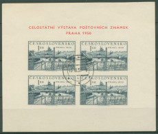 Tschechoslowakei 1950 Briefmarkenausst. Prag Bau Block 12 Gestempelt (C91825) - Blocks & Kleinbögen