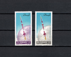 Lebanon 1964 Space, 21st Independence Anniversary 5 + 10 Pia Stamps MNH - Asia