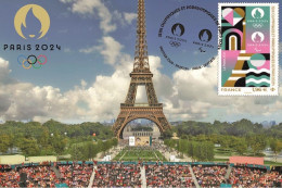 France 2024 - Le Timbre Officiel Des Jeux Olympiques Et Paralympiques De Paris Carte Maximum - Summer 2024: Paris