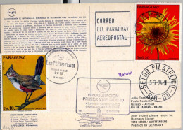 1974 PARAGUAY , LUFTHANSA , FIRST FLIGHT , PRIMER VUELO , ASUNCIÓN - SAN PABLO , RIO , CASABLANCA , FRANKFURT - Paraguay