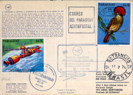 1974 PARAGUAY , LUFTHANSA , FIRST FLIGHT , PRIMER VUELO , ASUNCIÓN - SAN PABLO , RIO , CASABLANCA , FRANKFURT - Paraguay