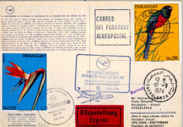 1974 PARAGUAY , LUFTHANSA , FIRST FLIGHT , PRIMER VUELO , ASUNCIÓN - SAN PABLO , RIO , CASABLANCA , FRANKFURT - Paraguay