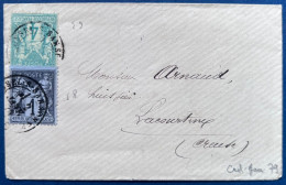 Lettre Sage Ouverte Tarif à 5c Carte De Visite N°63 & 83 Oblitérés Dateur " D'USSEL SUR SARSONNE " Pour LACOURTINE TTB - 1876-1878 Sage (Type I)