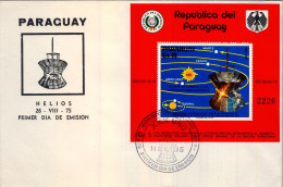 1975 PARAGUAY , PRIMER DIA , FIRST DAY , SATÉLITE HELIOS , ESPACIO , SPACE , ASTROFILATELIA - Paraguay