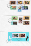 CHESS FDC Nicaragua 1976 - 3 Envelopes, Stamps + Sheet, Perforated, Black Cancel On Spanish - Schaken