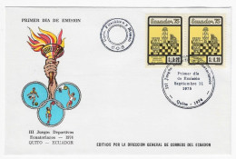 CHESS FDC Ecuador 1975 - 2 Stamps - Chess