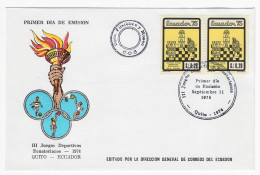 CHESS FDC Ecuador 1975 - 2 Stamps - Scacchi