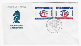 CHESS FDC Philippines 1978 - Blue Knight With The Color Visible On The Back Of The Envelope - Chess