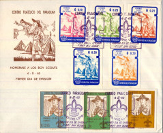 1962 , PARAGUAY , YV. 48/52+314/16 AER. , SOBRE DE PRIMER DIA , HOMENAJE A LOS BOY SCOUTS. SIN DENTAR - Paraguay