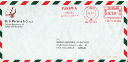 Italy Air Mail Cover With Red Meter Cancel Sent To Germany Torino 23-1-1991 - Luchtpost